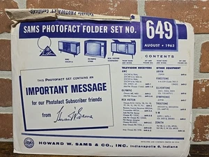 SAMS Photofact Folder Set NO. 649 Aug 1963 AMC Olympic RCA Victor - Picture 1 of 10