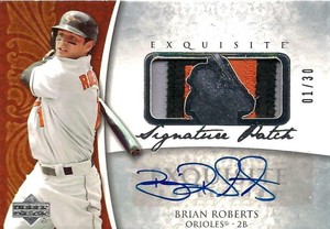 2006 Upper Deck Exquisite Brian Roberts #SP-BR Signature Patch MEM Auto Orioles 