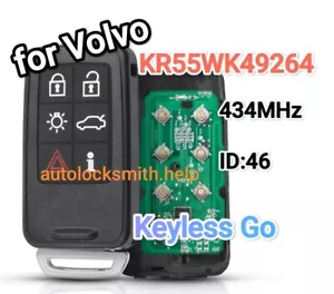 for Volvo Keyless Go RK02B Smart Remote ID46 433Mhz V40 V60 V70 S60 XC60 S80 - Picture 1 of 2
