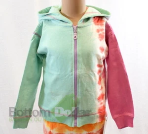 Sovereign Code L02122320BL Eve Girls Zip-Up Half Tie-Dye Hoodie Seafoam/Red/Pink - Picture 1 of 4