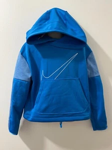 Nike Therma Dri-Fit Girls Size S Light Photo Blue Pullover Hoodie Sweatshirt NWT - Picture 1 of 8
