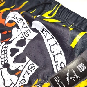 ($65) Ed Hardy Fire LKS Skull 5" Mesh Basketball Shorts Mens XL EHM8004-D - Picture 1 of 5