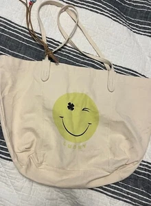 Lucky Brand Canvas Smiley Winking Face Large Tote Bag. Read Description. - Picture 1 of 12