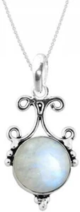 Natural Moonstone Pendant Necklace Sterling Silver Jewelry Gifts for Her Women - Picture 1 of 4