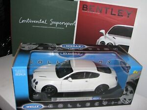 1/18 WELLY Bentley Continental Supersports WHITE w/ Boxed Set Brochure Group