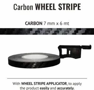 CARBON FIBRE FIBER WHEEL RIM TAPE AND APPLICATOR 7mm x 6mt REFLECTIVE VINYL SEL - Bild 1 von 4