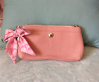 COACH Hampton Leather Pebbled F42137 Petal/White Leather Clutch with Silk Scarf