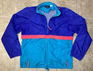 Vintage 90's Woolrich Mens Large Blueberry Sea Jade Zip Up Packable Windbreaker - Picture 1 of 9