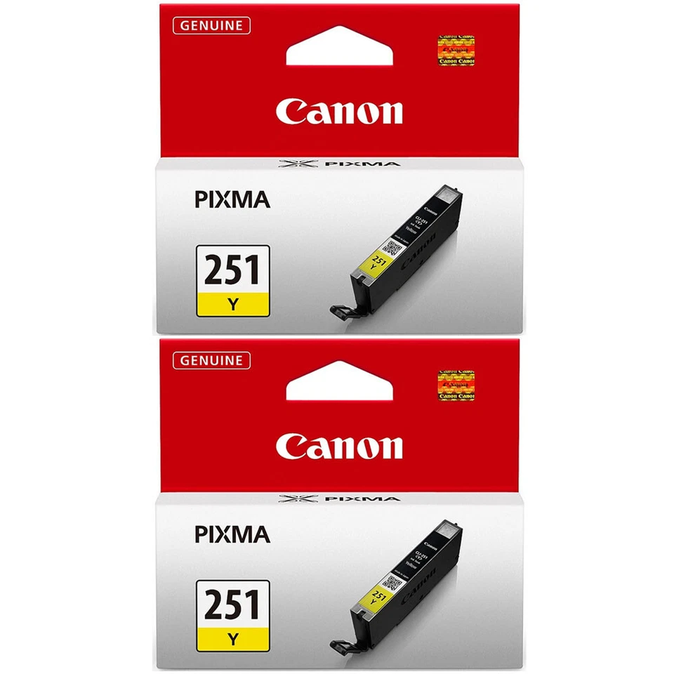 2 Упаковки подлинный Canon CLI-251 желтый чернила для PIXMA MG6620 MG7520 MX922 iP8720 - Изображение 1 из 1