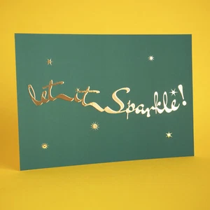 "Let it sparkle"" Grüngoldfolie kalligraphische Karte" - Bild 1 von 3