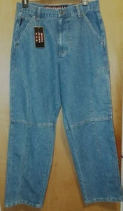 Moda Jeans USA Mens Blue Lite Wash Jeans Zipper Cargo W36 L34 NWT 100% Cotton - Picture 1 of 9