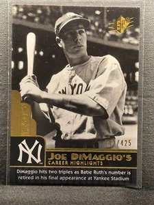 2009 SPx Joe DiMaggio Career Highlights Joe DiMaggio #JD-74 HOF  142/425 - Picture 1 of 2