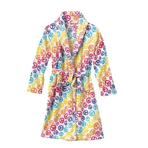 SO Little Girl's Peace Sign All-Over Print Fleece Robe (Size: XS - 4) NWT - Picture 1 of 4