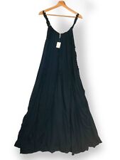 Free People Boho Ruffle Maxi Dress Sleeveless Black Size L