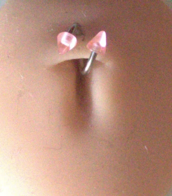 1 14g 3/8 Surgical Steel UV Glow Pink Spike Twister Spiral Belly Naval Ring Sexy - Image 1 of 4