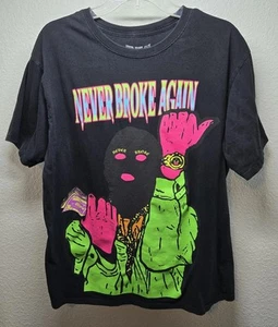 XL Black Never Broke Again Ski Mask T Shirt Graphic Design Flourescent - Picture 1 of 6
