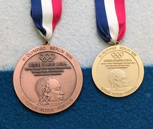 Jesse Owens Games 1977 Gold & Bronze Medal Neck Ribbon Arco Vintage Olympics Set - Picture 1 of 6