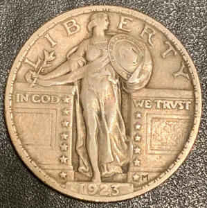 1923  Philadelphia  Mint Silver Standing Liberty Quarter  lot # 2082 - Picture 1 of 6