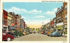 Postal De Colección Kentucky KY Main Street Ideal Café Coca Cola JC Penney Richmond KY - Imagen 1 de 3