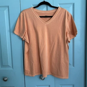 J Jill Womens Heirloom Wash V-Neck Short Sleeve Tee Shirt Orange 2X Vtg Y2K - Picture 1 of 6