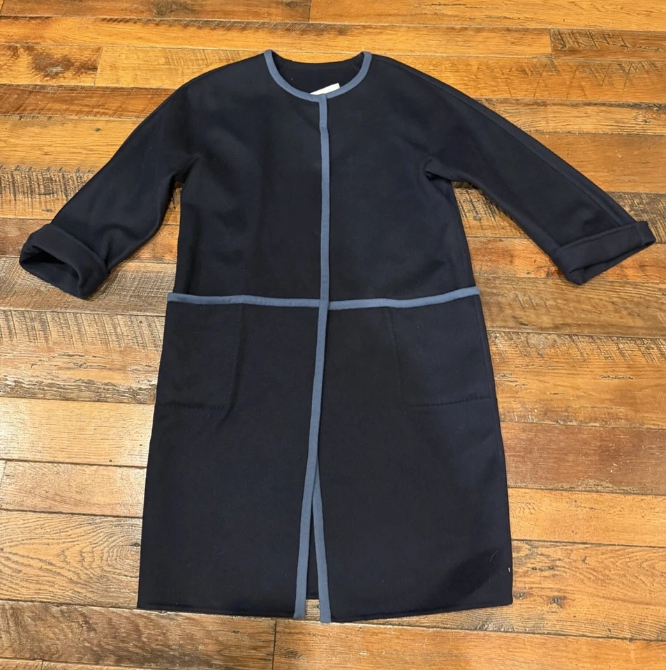 Auténtico abrigo MAX MARA azul marino de lana y angora, talla 10 Foto 1 de 4