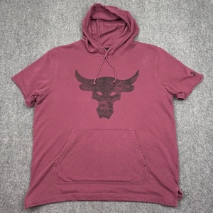Under Armour Project Rock Shirt Men XL Short Sleeve Hoodie Gym Training Pullover - Picture 1 of 8