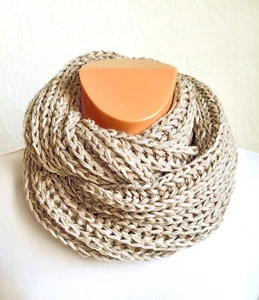 Hand Knit Unisex Cashmere Slight Gloss Snood Scarve from Handspun yarn - Picture 1 of 4
