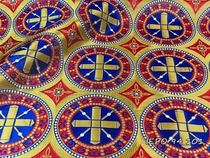 Ecclesiastical Liturgical Vestments Metallic Greek Brocade With Crosses - Picture 1 of 6