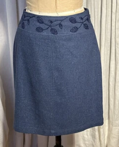 J.Jill Womens Blue Wool Blend Straight Knee L Skirt Sz 6 Pre-owned - Picture 1 of 9