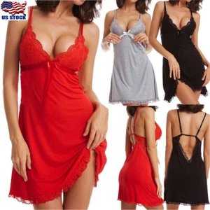 Sexy Sleepwear Women Chemise Nightgown Lace Babydoll Nightdress Sleep Cami Dress - Picture 1 of 156