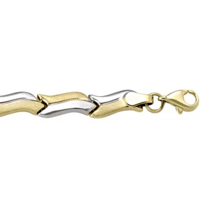 10k, 6.1mm, Yellow & White Gold Fancy Bracelet, 5.0 grams, 7.25", NEW TECA244 - Picture 1 of 1