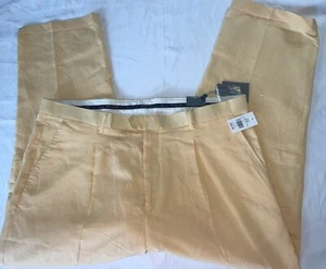 NWT Steve Harvey Celebrity Edition Pants Trousers sz 44x30 Linen Blend Yellow - Picture 1 of 4