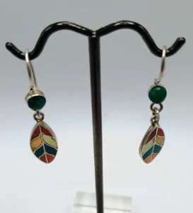 950 Sterling Silver Coca Leaf Earrings Andean Spiritual Amulet - Picture 1 of 7