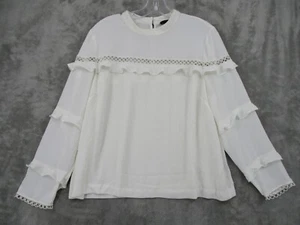 J Crew Blouse Womens 12 Ruffle Career Lightweight Romantic Coquette Lined Ivory - Picture 1 of 10