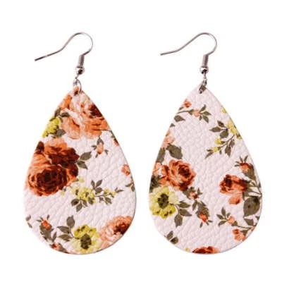 Новый цветок розы печати капли кожи подвеской серьги женщин 2023 Spring ювелирных изделий - Изображение 1 из 4