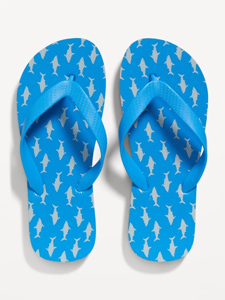 Old Navy Kids Textured Flip-Flops - Blue Sharks - Size 10/11 - Image 1 of 1