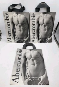 Abercrombie Fitch Vtg Shopping Paper Bags Cloth Handle Lot Of 3 Male Model - Picture 1 of 24