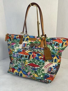 Dooney & Bourke Large Nylon Sandbar Tropical Vacation Tulip Shopper Tote RARE - Picture 1 of 20