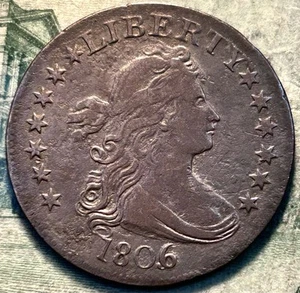 1806/5 25c Draped Bust Silver Quarter XF Early US Coin Better Overdate Nice Circ - Picture 1 of 3