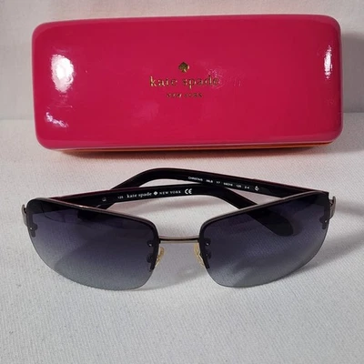 Gafas de sol Kate Spade New York Christa negras rojas tostadas rayas con estuche 59-16-125 Foto 1 de 4