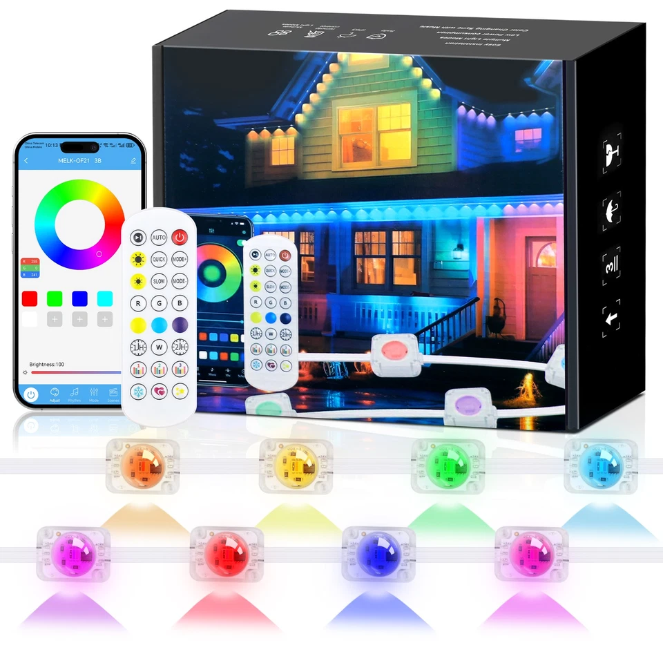 Умное приложение RGBIC с постоянными карнизами дистанционное светодиодное сделай сам режимы сцены лампы уличные - Изображение 1 из 4