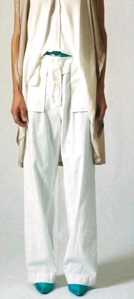 Pantalones Martin Margiela IT 44/US 8 tiro alto pierna recta mate transparente blancos #4 Foto 1 de 4