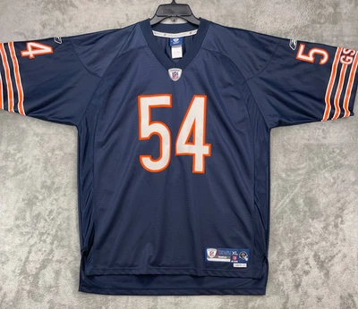 Подлинная мужская футболка Reebok Chicago Bears размер XL темно-синяя No54 Brian Urlacher с биркой на шлеме - Изображение 1 из 4