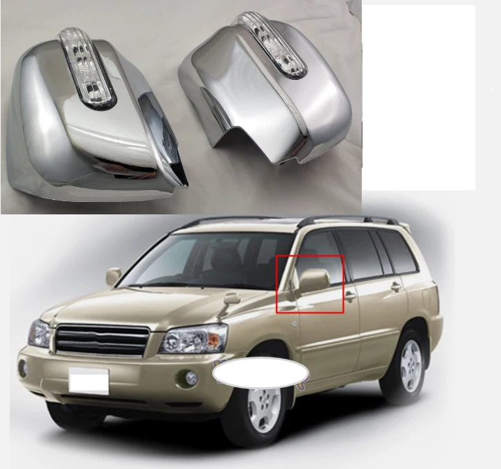 Tapa lateral del espejo retrovisor con luz LED cromada para Toyota Highlander 01-07 Foto 1 de 4