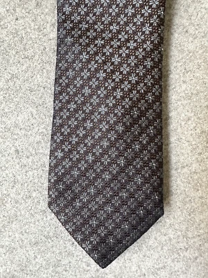 Gravata de seda medalhão floral marrom/cinza reserva JOS A BANK / Itália nova com etiquetas - 2 disponíveis - Imagem 1 de 4