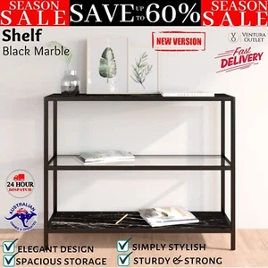 Shelf Bookshelf Display Shelving Storage Black & Transparent Glass Marble vidaXL - Picture 1 of 11
