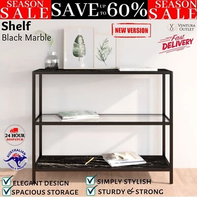 Shelf Bookshelf Display Shelving Storage Black & Transparent Glass Marble vidaXL - image 1 of 4
