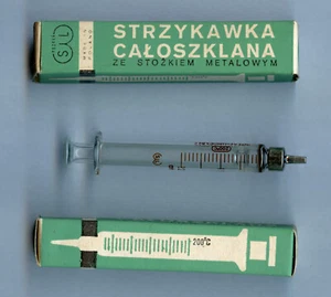 Vintage Glass Syringe 2 ml Made in Poland Old Stock - Picture 1 of 3