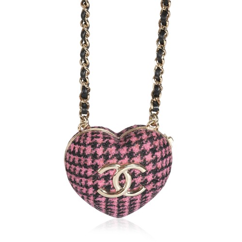 Collana medaglione cuore tweed Chanel 2022 placcato oro