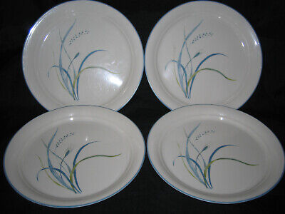 4 CORELLE COASTAL BREEZE Dinner Plates 10 1/4  Sandstone Blue & Green Flower • 27.99€